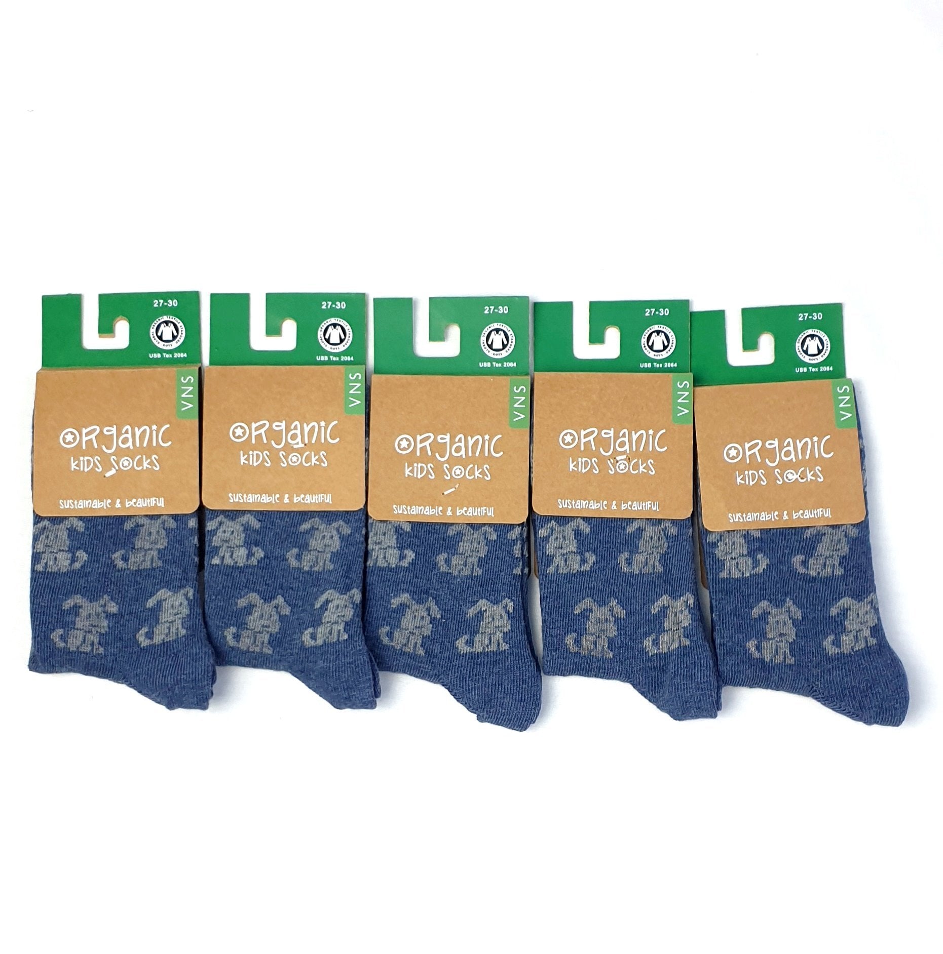 Biobaumwolle Kinder-Socken mit " Welpen " Print in 5er Pack - Organicshop24