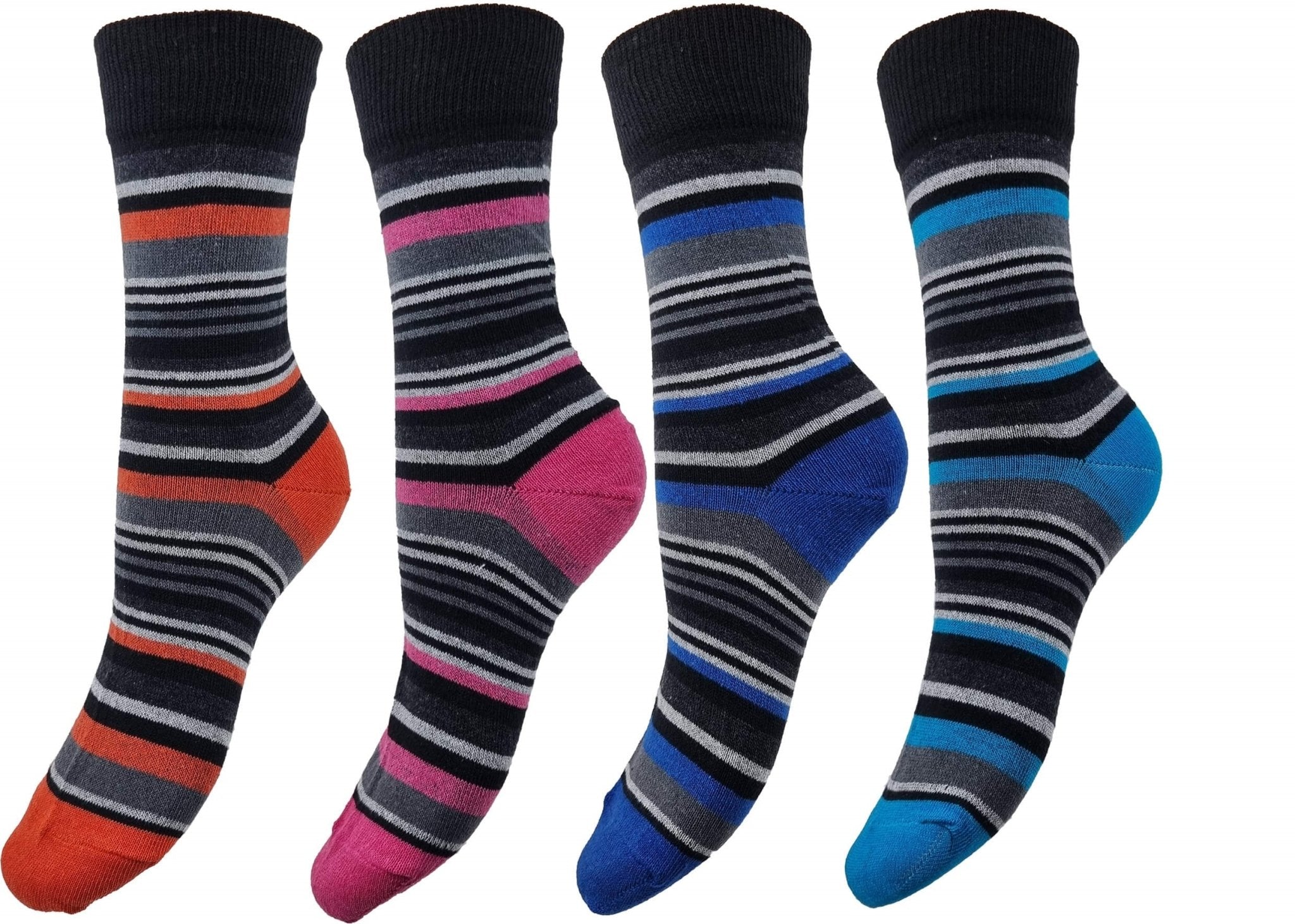 Bio-Baumwolle Socken mit bunten Streifen im 4er-Pack - Organicshop24
